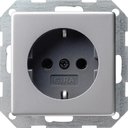 Gira E22 0453203 Розетка SCHUKO с заземляющим контактом (16 А, шторки, под рамку, скрытая установка, алюминий)