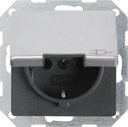 Gira E22 0454203 Розетка SCHUKO с заземляющим контактом (16 А, крышка, под рамку, скрытая установка, алюминий)