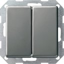 Gira E22 286120 Переключатель двухклавишный (10 А, под рамку, скрытая установка, нержавеющая сталь)