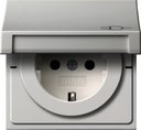 Gira F100 0454112 Розетка SCHUKO с заземляющим контактом (16 А, крышка, под рамку, скрытая установка, белая глянцевая)