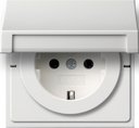 Gira F100 0414112 Розетка SCHUKO с заземляющим контактом (16 А, крышка, шторки, под рамку, скрытая установка, белая глянцевая)