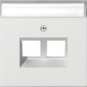 Gira F100 2640112 Крышка розетки компьютерной (2xRJ45/RJ11, поле для надписи, белая глянцевая)