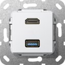 Gira System55 567803 Розетка комбинированная переходник (HDMI+USB, под рамку, скрытая установка, белая глянцевая)
