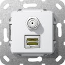 Gira System55 569703 Розетка комбинированная (RJ45+SAT, под рамку, скрытая установка, белая глянцевая)