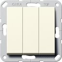 Gira System55 284401 Кнопка Н.О. трехклавишная (10 А, под рамку, скрытая установка, кремовая глянцевая)