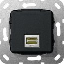 Gira System55 569510 Розетка компьютерная переходник (RJ45, под рамку, скрытая установка, черная матовая)
