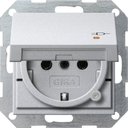 Gira System55 276326 Розетка SCHUKO с заземляющим контактом (16 А, шторки, крышка, подсветка, под рамку, скрытая установка, алюминий)