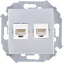 Simon Simon 15 1591552-033 Розетка компьютерная (2хRJ45, cat.5e, AMP, под рамку, скрытая установка, алюминий)