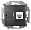Розетка компьютерная Simon 15 (RJ45, cat.5e, под рамку, с/у, графит)
