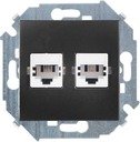Simon Simon 15 1591589-038 Розетка телефонная (2хRJ11, под рамку, скрытая установка, графит)