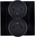 Simon Simon 15 1590457-032 Розетка двойная (16 А, в сборе, скрытая установка, черный глянец)