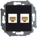 Simon Simon 15 1591593-032 Розетка компьютерная (2хRJ45, под рамку, скрытая установка, черный глянец)