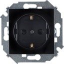 Simon Simon 15 1591443-032 Розетка одинарная (16 А, з/к, шторки, под рамку, скрытая установка, черный глянец)