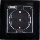 Simon Simon 15 1590450-032 Розетка одиночная (16 А, з/к, шторки, крышка, в сборе, скрытая установка, черный глянец)