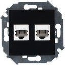 Simon Simon 15 1591589-032 Розетка телефонная (2хRJ11, под рамку, скрытая установка, черный глянец)