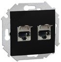 Simon Simon 15 1591564-032 Розетка компьютерная (2хRJ45, cat.6a, AMP, FTP, под рамку, скрытая установка, черный глянец)