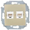 Simon Simon 15 1591552-034 Розетка компьютерная (2хRJ45, cat.5e, AMP, под рамку, скрытая установка, шампань)