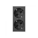 Simon 500 Cima 50010432-038 Розетка двойная (зажим+1Click, 16 А, з/к, шторки, индикатор, под рамку, скрытая установка, графит)