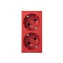 Simon 500 Cima 50000472-037 Розетка двойная (зажим+винт., 16 А, з/к, шторки, под рамку, скрытая установка, красная)
