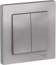 Schneider Electric AtlasDesign ATN000352 Выключатель двухклавишный (10 А, в сборе, скрытая установка, алюминий)