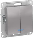Schneider Electric AtlasDesign ATN000353 Выключатель двухклавишный (10 А, под рамку, подсветка, скрытая установка, алюминий)