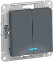 Schneider Electric AtlasDesign ATN000753 Выключатель двухклавишный (10 А, под рамку, подсветка, скрытая установка, грифель)