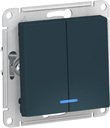 Schneider Electric AtlasDesign ATN000853 Выключатель двухклавишный (10 А, под рамку, подсветка, скрытая установка, изумруд)