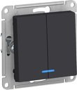 Schneider Electric AtlasDesign ATN001053 Выключатель двухклавишный (10 А, под рамку, подсветка, скрытая установка, карбон)