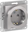 Schneider Electric AtlasDesign ATN000347 Розетка с заземляющим контактом (16 А, под рамку, шторки, выталкиватель, скрытая установка, алюминий)