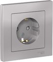 Schneider Electric AtlasDesign ATN000344 Розетка с заземляющим контактом (16 А, в сборе, шторки, скрытая установка, алюминий)