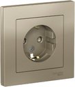 Schneider Electric AtlasDesign ATN000544 Розетка с заземляющим контактом (16 А, в сборе, шторки, скрытая установка, шампань)