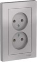 Schneider Electric AtlasDesign ATN000320 Розетка двойная без заземляющего контакта (16 А, в сборе, скрытая установка, алюминий)