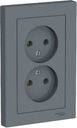 Schneider Electric AtlasDesign ATN000720 Розетка двойная без заземляющего контакта (16 А, в сборе, скрытая установка, грифель)