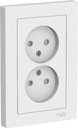 Schneider Electric AtlasDesign ATN000122 Розетка двойная без заземляющего контакта (16 А, в сборе, шторки, скрытая установка, белая)