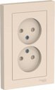 Schneider Electric AtlasDesign ATN000222 Розетка двойная без заземляющего контакта (16 А, в сборе, шторки, скрытая установка, бежевая)