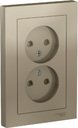 Schneider Electric AtlasDesign ATN000522 Розетка двойная без заземляющего контакта (16 А, в сборе, шторки, скрытая установка, шампань)