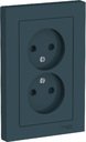 Schneider Electric AtlasDesign ATN000822 Розетка двойная без заземляющего контакта (16 А, в сборе, шторки, скрытая установка, изумруд)