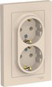 Schneider Electric AtlasDesign ATN000224 Розетка двойная с заземляющим контактом (16 А, в сборе, скрытая установка, бежевая)