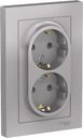 Schneider Electric AtlasDesign ATN000324 Розетка двойная с заземляющим контактом (16 А, в сборе, скрытая установка, алюминий)