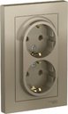 Schneider Electric AtlasDesign ATN000524 Розетка двойная с заземляющим контактом (16 А, в сборе, скрытая установка, шампань)