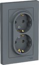 Schneider Electric AtlasDesign ATN000724 Розетка двойная с заземляющим контактом (16 А, в сборе, скрытая установка, грифель)