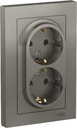 Schneider Electric AtlasDesign ATN000924 Розетка двойная с заземляющим контактом (16 А, в сборе, скрытая установка, сталь)