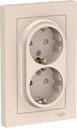 Schneider Electric AtlasDesign ATN000226 Розетка двойная с заземляющим контактом (16 А, в сборе, шторки, скрытая установка, бежевая)