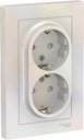 Schneider Electric AtlasDesign ATN000426 Розетка двойная с заземляющим контактом (16 А, в сборе, шторки, скрытая установка, жемчуг)