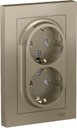 Schneider Electric AtlasDesign ATN000526 Розетка двойная с заземляющим контактом (16 А, в сборе, шторки, скрытая установка, шампань)