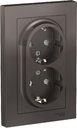 Schneider Electric AtlasDesign ATN000626 Розетка двойная с заземляющим контактом (16 А, в сборе, шторки, скрытая установка, мокко)