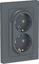 Schneider Electric AtlasDesign ATN000726 Розетка двойная с заземляющим контактом (16 А, в сборе, шторки, скрытая установка, грифель)