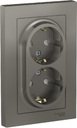 Schneider Electric AtlasDesign ATN000926 Розетка двойная с заземляющим контактом (16 А, в сборе, шторки, скрытая установка, сталь)