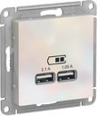 Schneider Electric AtlasDesign ATN000433 Розетка USB (2xUSB, под рамку, скрытая установка, жемчуг)