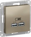 Schneider Electric AtlasDesign ATN000533 Розетка USB (2xUSB, под рамку, скрытая установка, шампань)